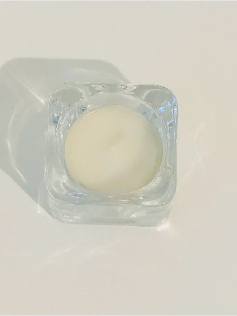 IKEA Clear Glass Tealight Holder with Cream Tealight